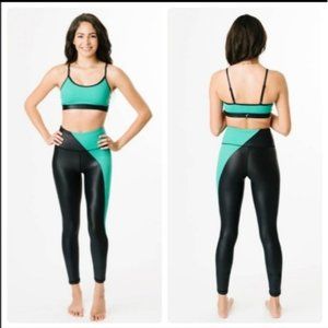 Zyia Jade River Stone Metallic Light n Tight Leggings Size Large